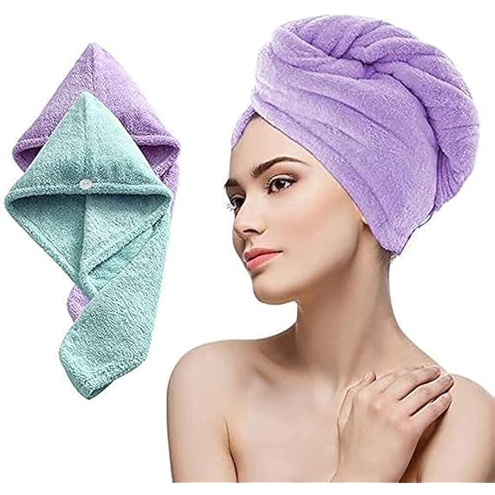 Hair Towel Hair Drying Shower Wrap Quick Dry Microfiber Multicolor Cotton Fresh One Size - Image 1
